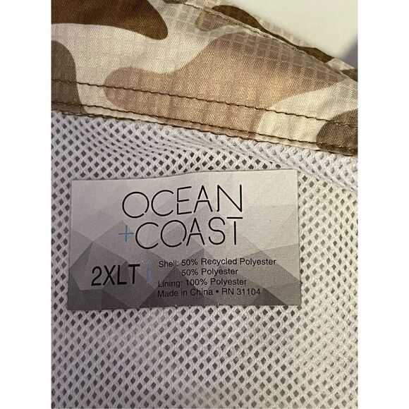 Ocean Coast Men's Casual Short Sleeve Button-Down Shirt Brown Size 2XLT - Picture 3 of 3